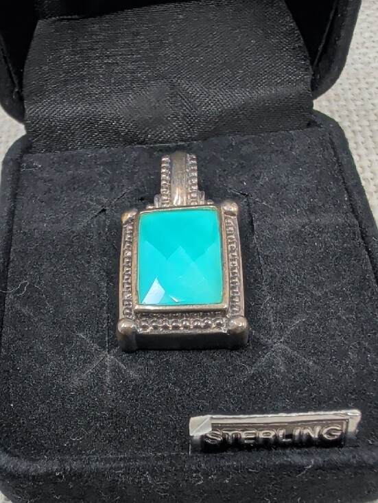 Whitney Kelly Jewelry - Whitney Kelly WK 925 Sterling Silver Turquoise Doublet Pendant Estate